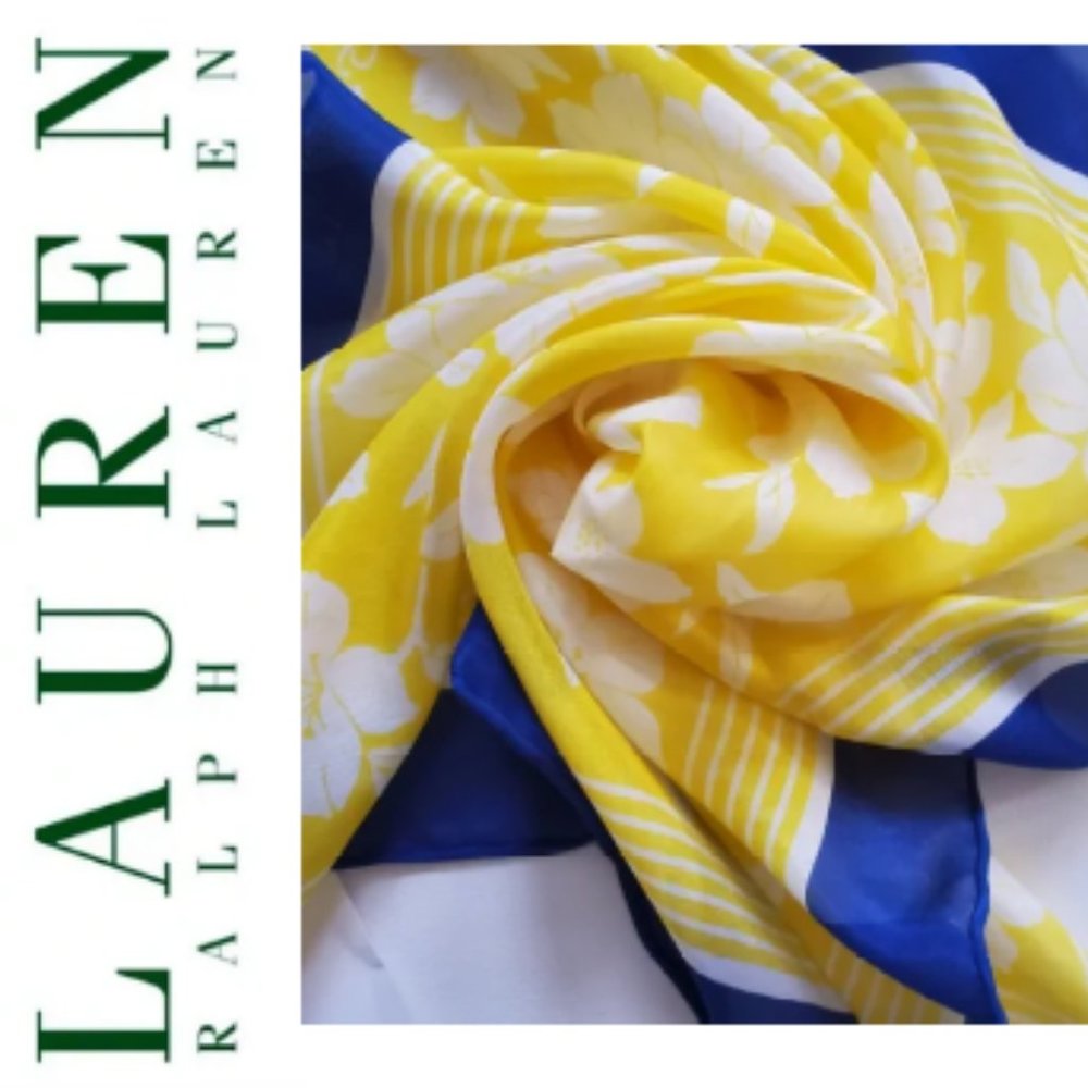 NWT LAUREN RALPH LAUREN SQUARE SILK BLEND NECK SCARF